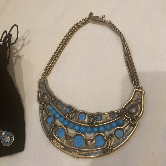 Ann Taylor Faux Turquoise Half Moon Statement Necklace - Picture 7 of 11